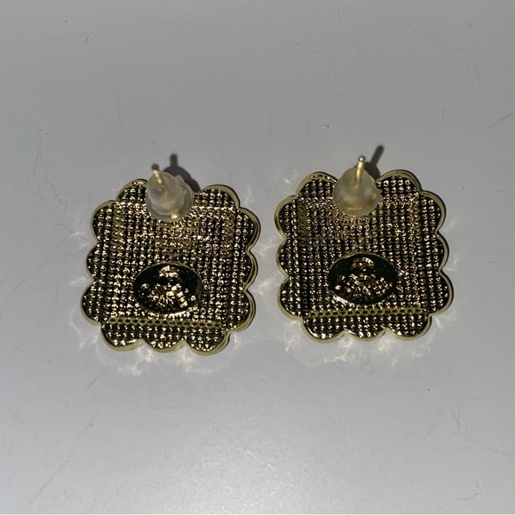 Earrings cream, black and gold tone - Picture 4 of 6